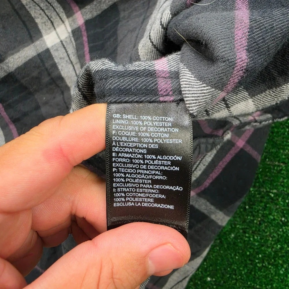 The North Face Arroyo Flannel Shirt Mens 2XL Gray Black Plaid Button Up Outdoors